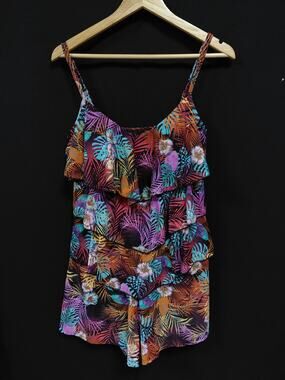 fit 4u A273952 Multicolor Romper Floral Nylon Women Size 12
